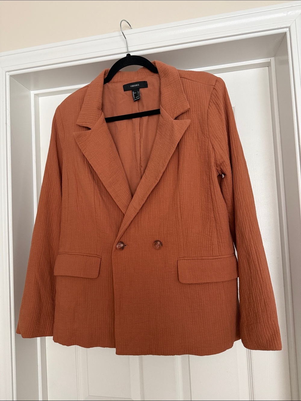 100% cotton Rust Orange Double-Breasted Blazer